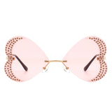 Quixotia - Rimless Butterfly Heart Shaped Tinted Sunglasses