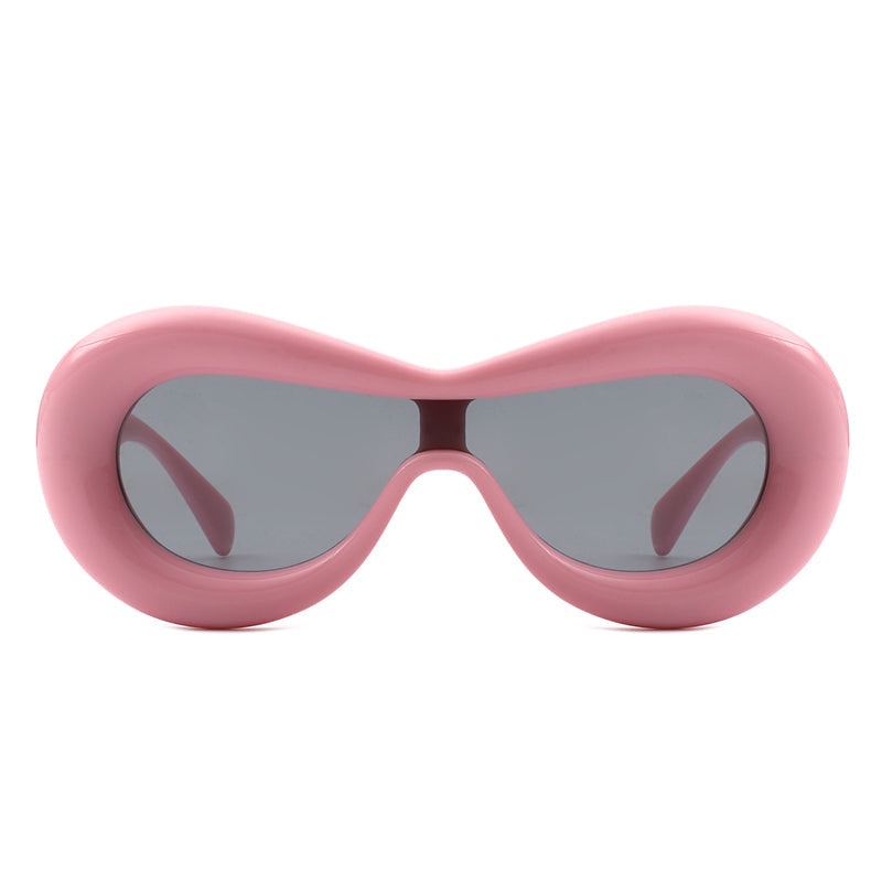 Argo - Oversized Y2K Inflated Frame One Piece Lens Sunglasses- 6 Colors