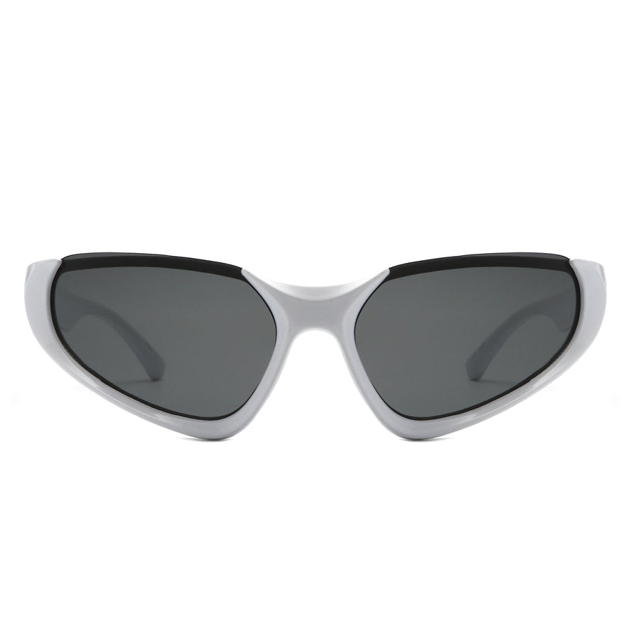 Dazzling - Retro Rectangle Wrap Around Fashion Sunglasses