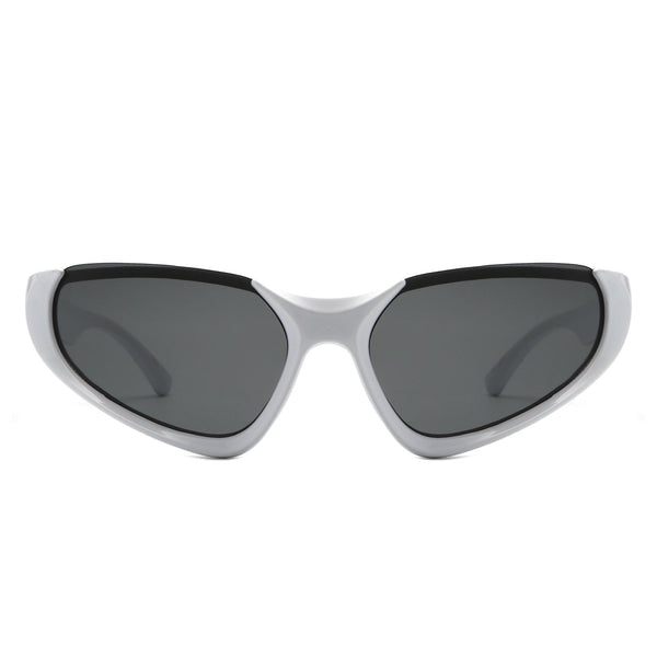 Dazzling - Retro Rectangle Wrap Around Fashion Sunglasses