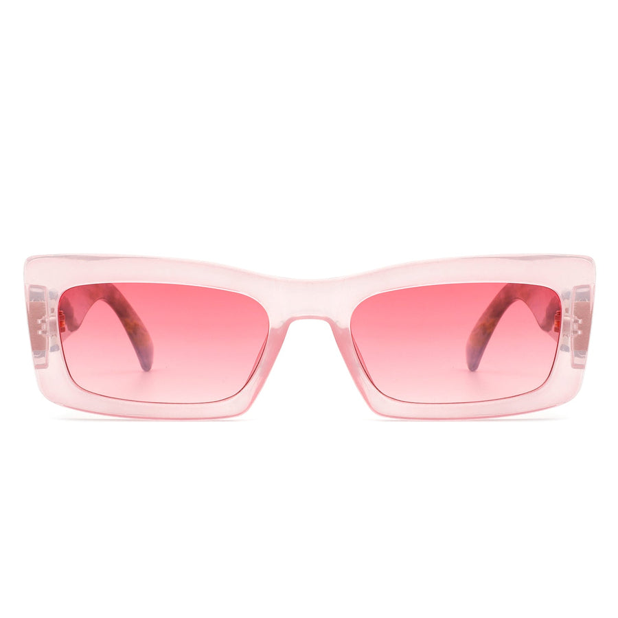 Illumyne - Retro Narrow Rectangle Flat Top Slim Sunglasses- 6 Colors