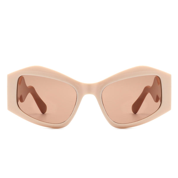 Shimmerz - Oversized Square Irregular Wavy Temple Sunglasses