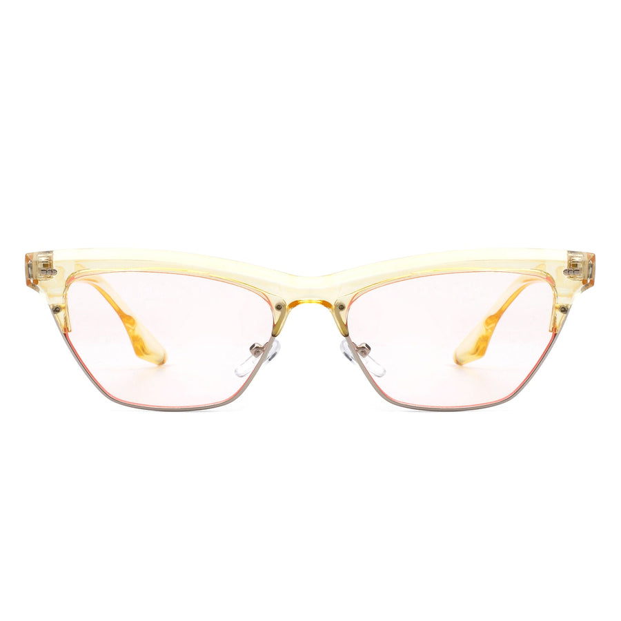 Mistique - Women Retro Half Frame Square Fashion Cat Eye Sunglasses