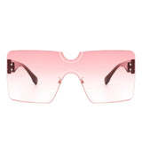 Yellowyx - Square Rimless Oversize Flat Top Retro Frameless Sunglasses