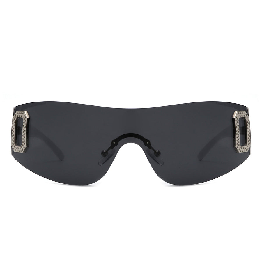 Havoc Rimless Rectangle Sleek Wrap-Around Sunglasses- 6 Colors