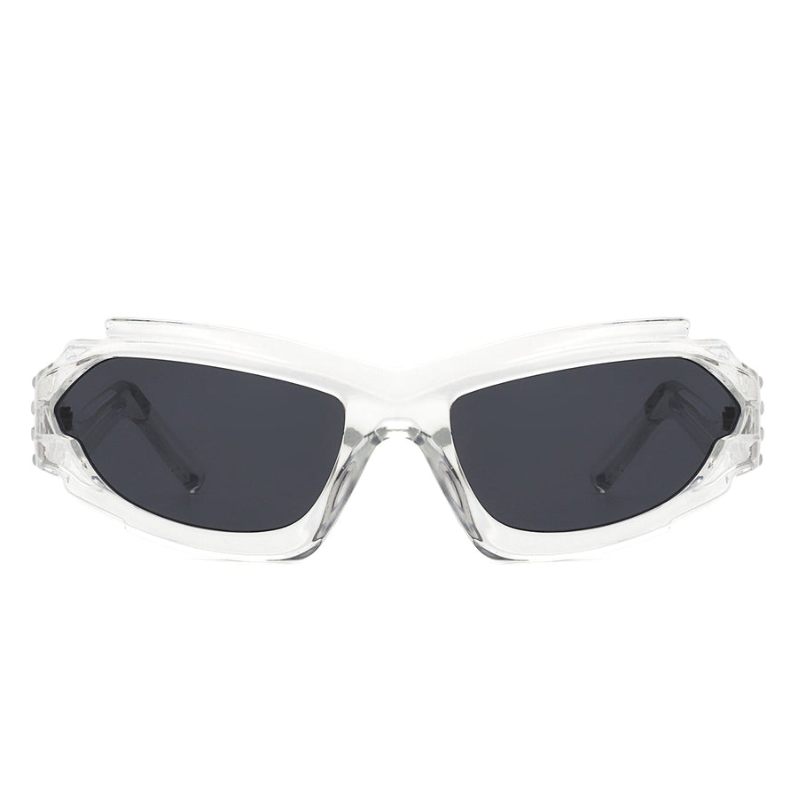 Moonhaze - Futuristic Rectangle Sport Wrap Around Sunglasses- 6 Colors