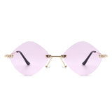 Bluewave - Rimless Retro Round Geometric Frameless Tinted Fashion Sunglasses