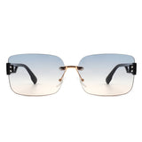 Dreamsea - Rectangle Classic Rimless Square Retro Tinted Fashion Sunglasses