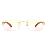 Oceanize - Rectangle Rimless Retro Frameless Fashion Tinted Sunglasses