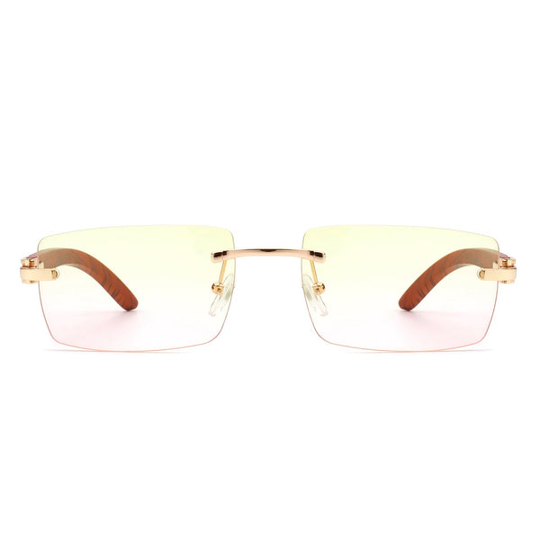 Oceanize - Rectangle Rimless Retro Frameless Fashion Tinted Sunglasses