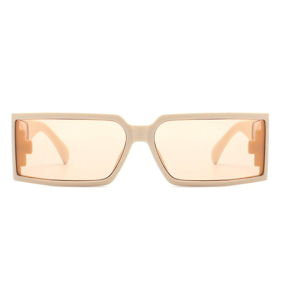 Daylumin - Retro Rectangle Chunky Square Wrap Around Sunglasses