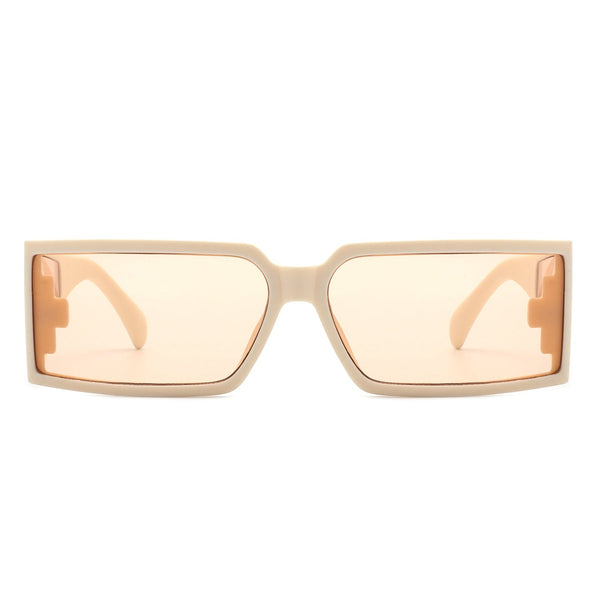 Daylumin - Retro Rectangle Chunky Square Wrap Around Sunglasses