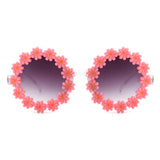 Ysabelia - Round Daisy Flower Shape Circle Sunglasses- 7 Colors