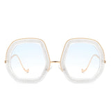 Xanadawn Round Irregular Geometric Glitter Fashion Sunglasses- 6 Colors