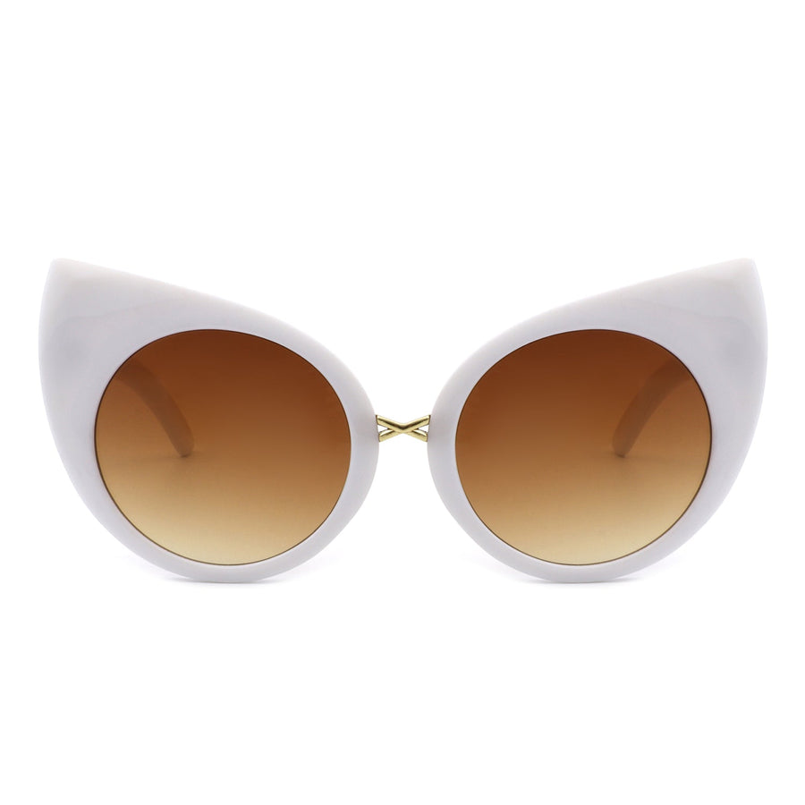 Iridessa - Mod Retro High Pointed Oversized Cat-Eye Sunglasses- 6 Colors
