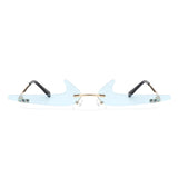 Amberlyn - Rimless Decorative Narrow Tinted Checkmark Shape Slim Glasses