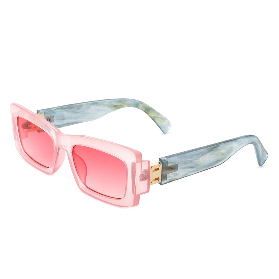 Illumyne - Retro Narrow Rectangle Flat Top Slim Sunglasses- 6 Colors