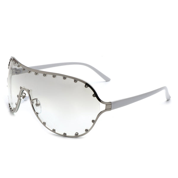 Evanesce - Oversized Aviator Rhinestone Design Women's Sunglasses