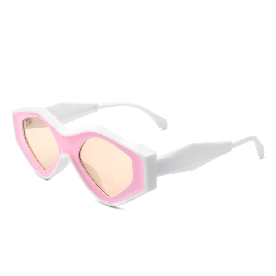 Rosedawn - Futuristic Square Retro Chunky Irregular Geometric Sunglasses- 6 Colors