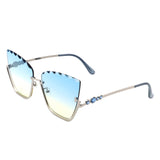Starfire Half Frame Square Irregular Tinted Cat-Eye Fashion Sunglasses- 6 Colors