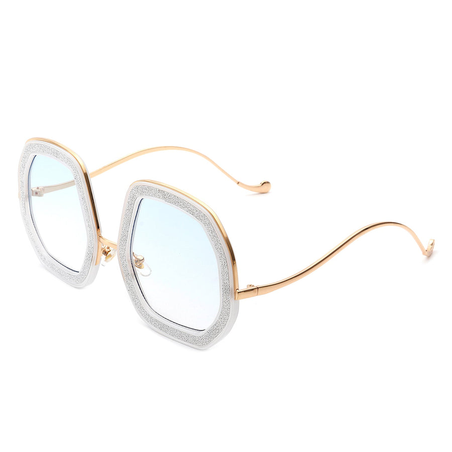 Xanadawn Round Irregular Geometric Glitter Fashion Sunglasses- 6 Colors