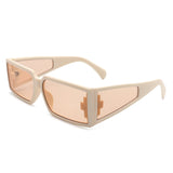 Daylumin - Retro Rectangle Chunky Square Wrap Around Sunglasses