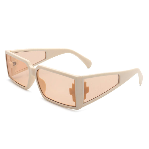 Daylumin - Retro Rectangle Chunky Square Wrap Around Sunglasses