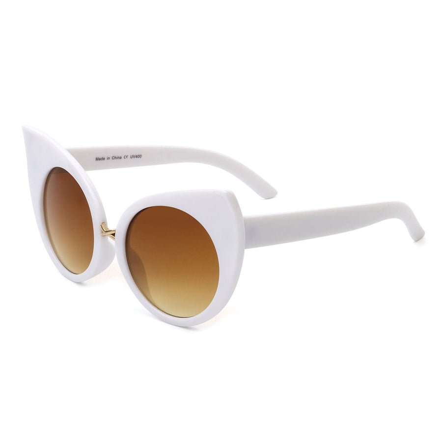 Iridessa - Mod Retro High Pointed Oversized Cat-Eye Sunglasses- 6 Colors