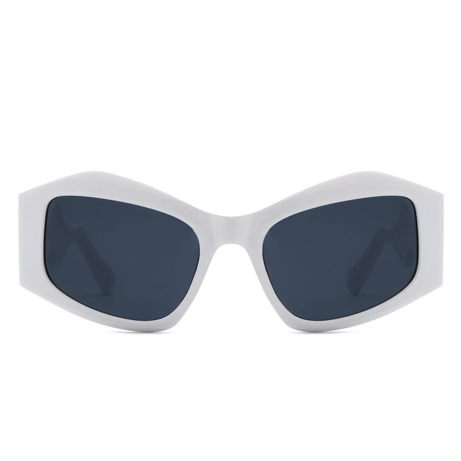 Shimmerz Oversized Square Irregular Wavy Temple Sunglasses- 7 Colors