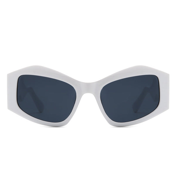 Shimmerz - Oversized Square Irregular Wavy Temple Sunglasses