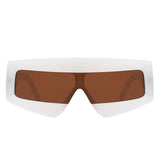 Celestia - Oversized Rectangle Square Tinted Flat Top Sunglasses