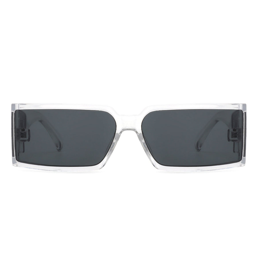 Daylumin - Retro Rectangle Chunky Square Wrap Around Sunglasses