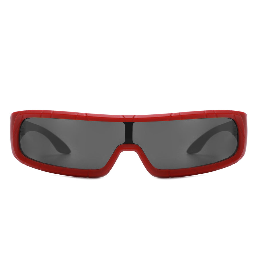 Orion - Futuristic Wrap-Around Rectangle Shield Sunglasses- 8 Colors