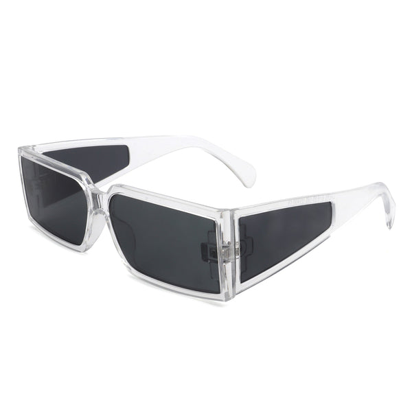 Daylumin - Retro Rectangle Chunky Square Wrap Around Sunglasses