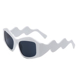 Shimmerz Oversized Square Irregular Wavy Temple Sunglasses- 7 Colors