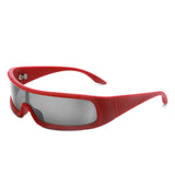 Orion - Futuristic Wrap-Around Rectangle Shield Sunglasses- 8 Colors