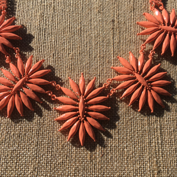 Floral Coated Necklace Set- Peach