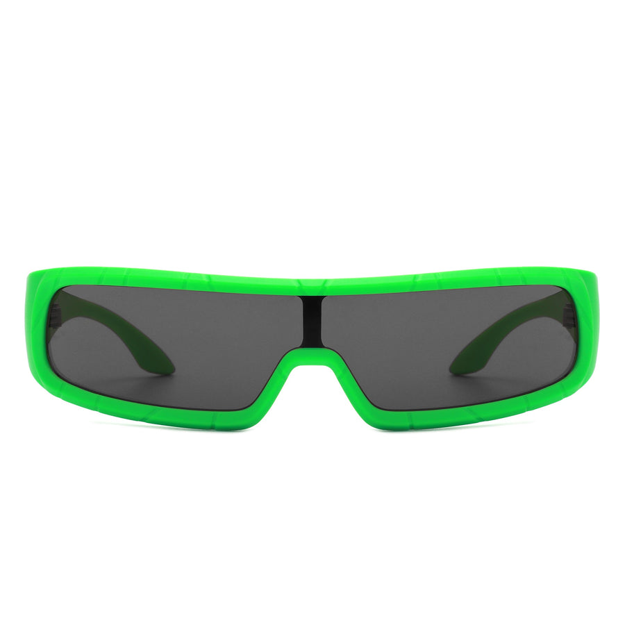Orion - Futuristic Wrap-Around Rectangle Shield Sunglasses- 8 Colors