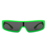 Orion - Futuristic Wrap-Around Rectangle Shield Sunglasses- 8 Colors