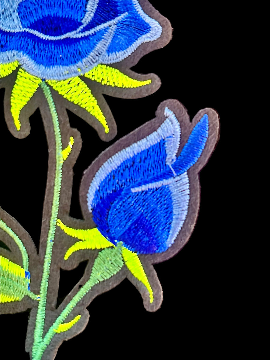 Blue Rose Patch-Multi Blue & Green