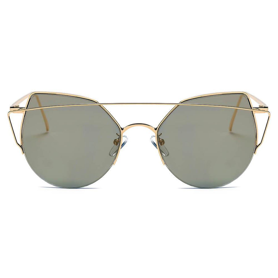 DILLON | Modern Cat Eye Mirrored Flat Lens Sunglasses Circle