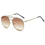 LOWELL | Unisex Round Double Brow Bar Aviator Style Sunglasses