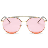 LOWELL | Unisex Round Double Brow Bar Aviator Style Sunglasses