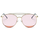 LOWELL | Unisex Round Double Brow Bar Aviator Style Sunglasses