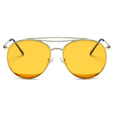 LOWELL | Unisex Round Double Brow Bar Aviator Style Sunglasses