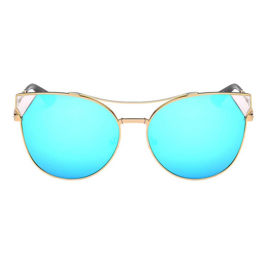 Aspen - Women Trendy Mirrored Lens Cat Eye Sunglasses