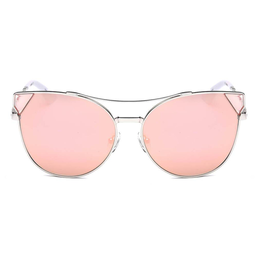 Aspen - Women Trendy Mirrored Lens Cat Eye Sunglasses
