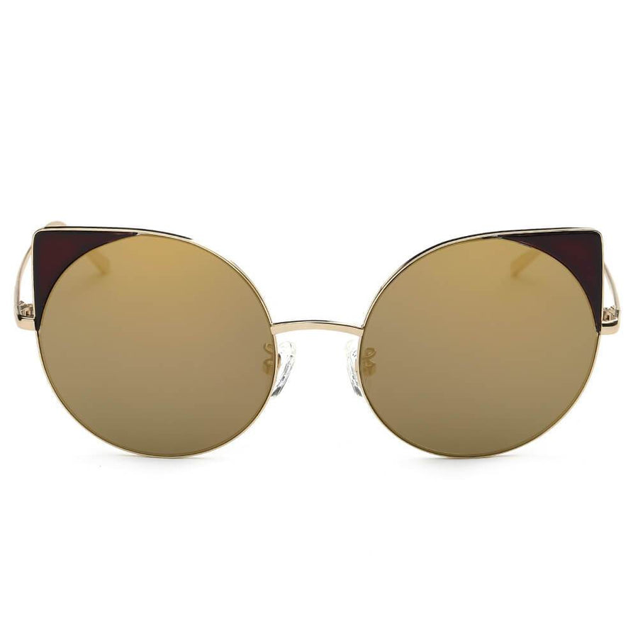 Dublin- Mirrored Lens Round Cat-Eye Sunglasses- 6 Colors