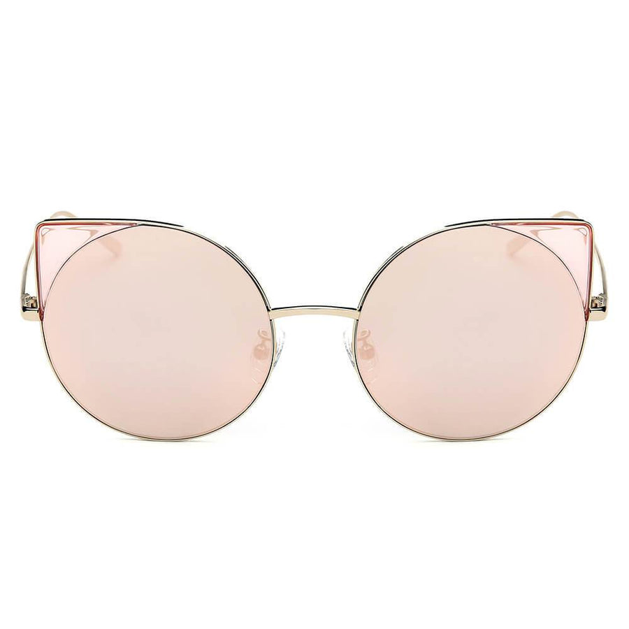 Dublin- Mirrored Lens Round Cat-Eye Sunglasses- 6 Colors