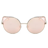 Dublin- Mirrored Lens Round Cat-Eye Sunglasses- 6 Colors